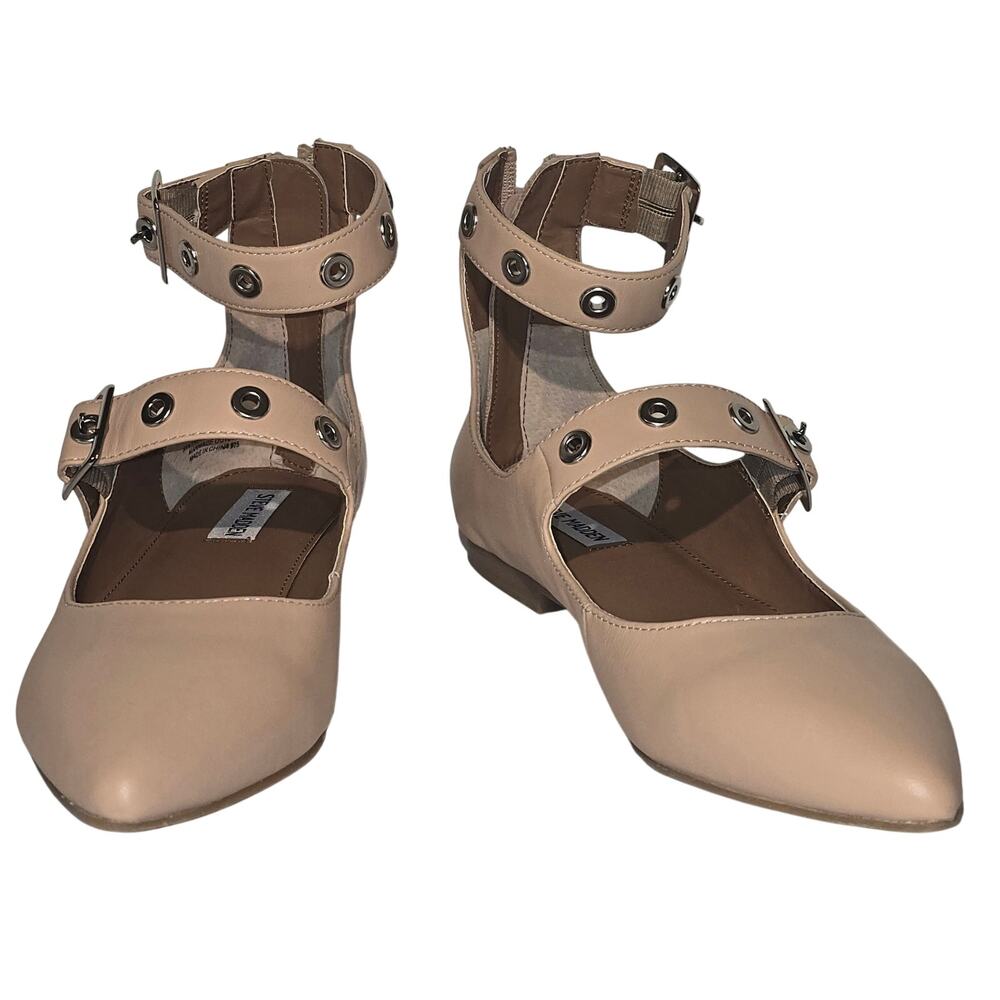 Steve Madden Iridessa Flats Women's 10 Nude Leather Pointed Toe Grommet